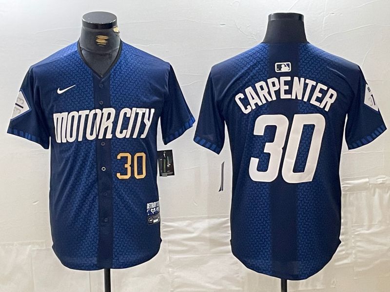 Men Detroit Tigers #30 Carpenter Blue City Edition Nike 2024 MLB Jersey style 3